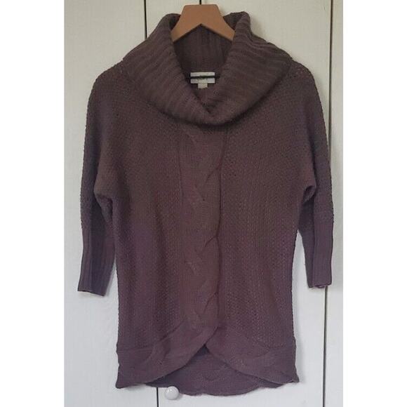 Ann Taylor LOFT Soft Alpaca Chunky Cable Knit Cowlneck Sweater - Size S - Plum - Picture 1 of 6